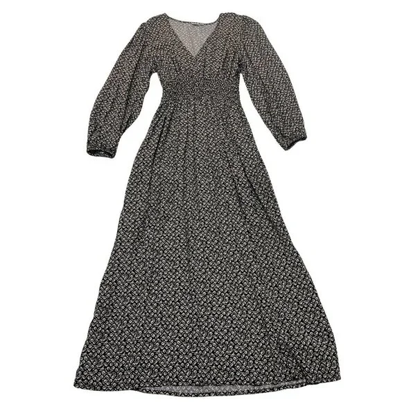 Gap Women's Maxi Boho Brown Cream Flower Print Dress - Picture 5 of 6